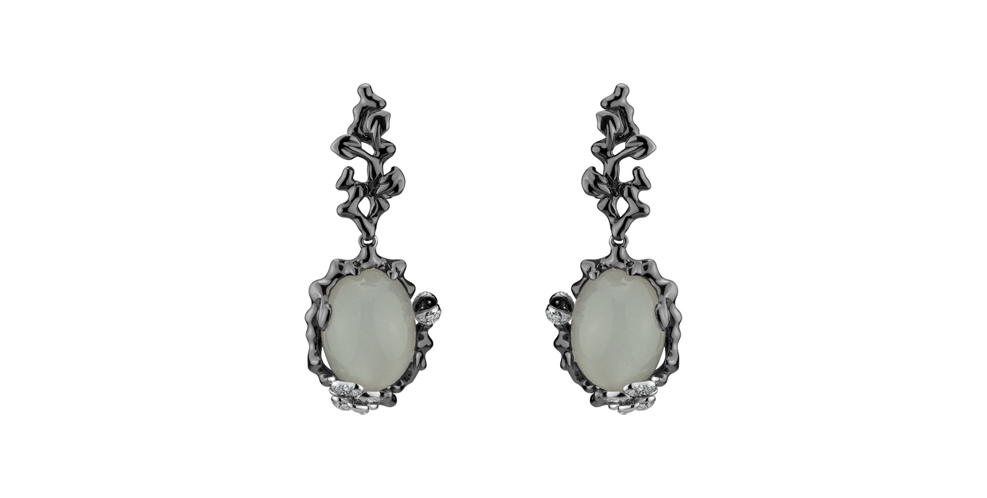 Diamond earrings with Moonstone Night Romance