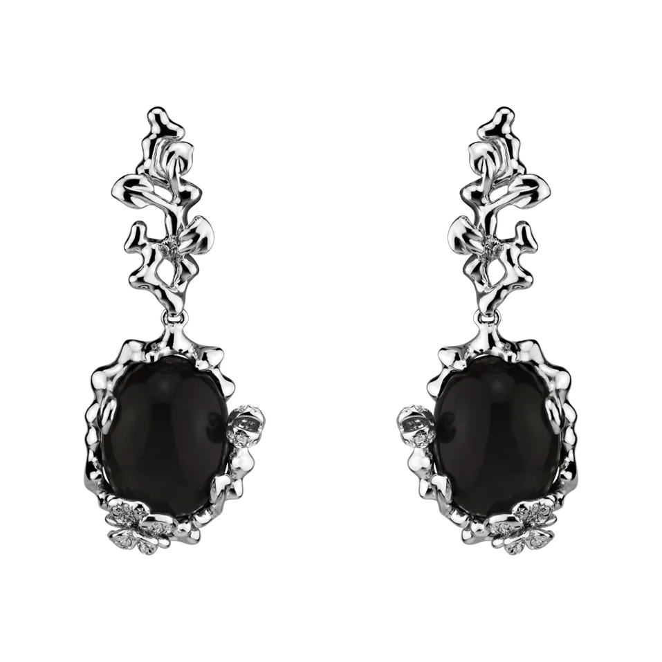 Diamond earrings with Moonstone Night Romance