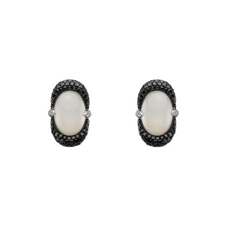 Diamond earrings with Moonstone Black and White Alchemy