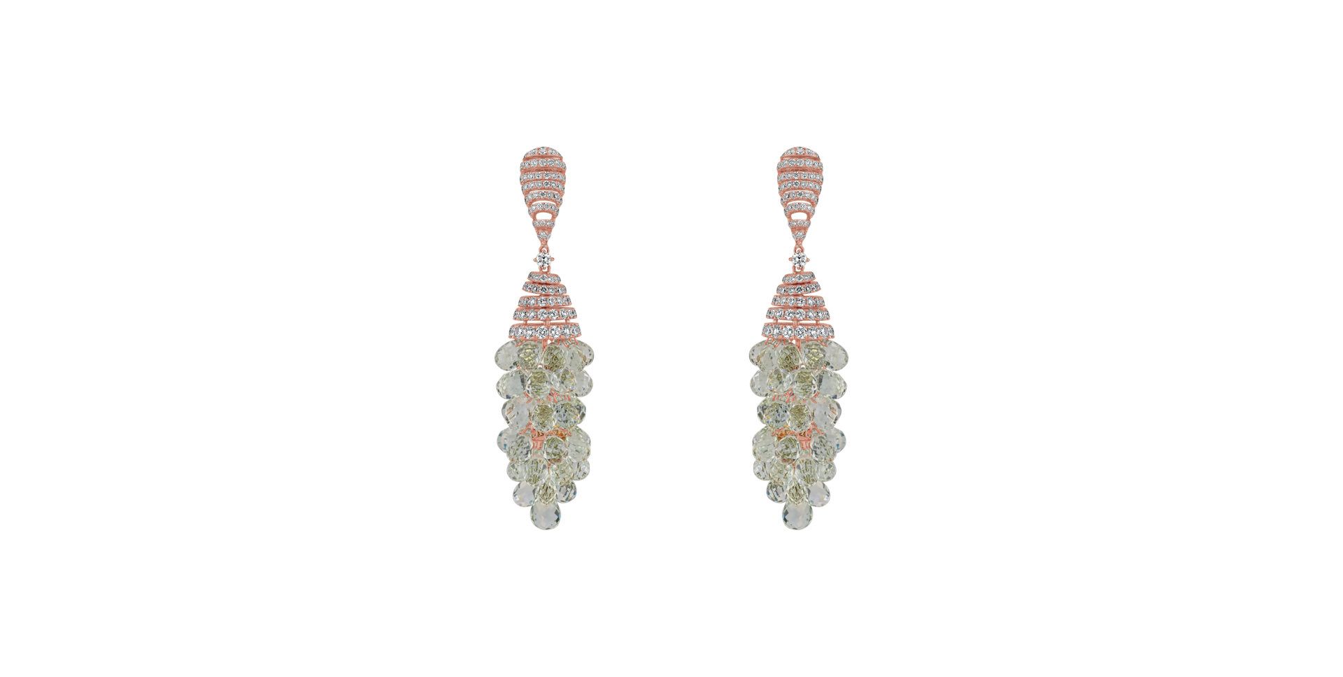 Diamond earrings with Amethyst Golden Drops