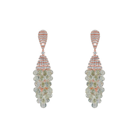 Diamond earrings with Amethyst Golden Drops