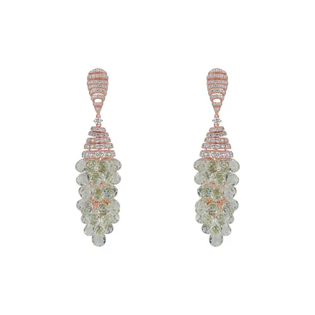 Diamond earrings with Amethyst Golden Drops