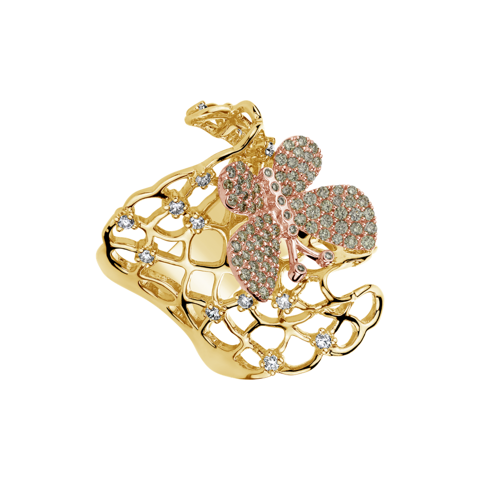 Ring with brown diamonds Butterfly Icon