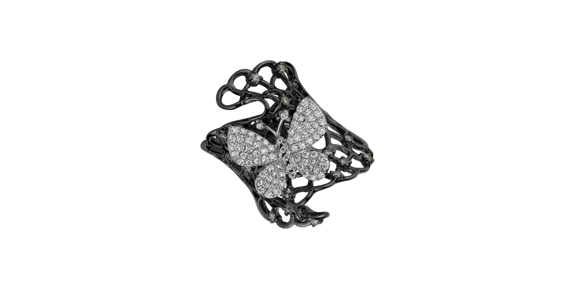 Ring with brown and white diamonds Butterfly Icon