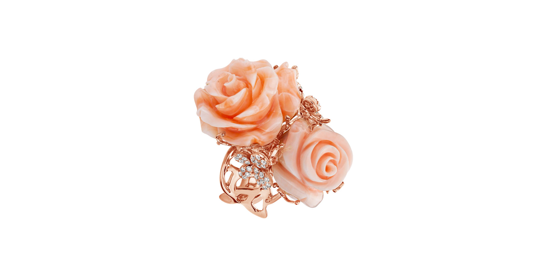 Diamond ring with Coral Sonnia