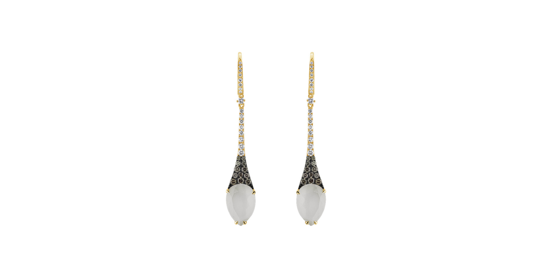 Earrings with brown and white diamonds Moon Drops