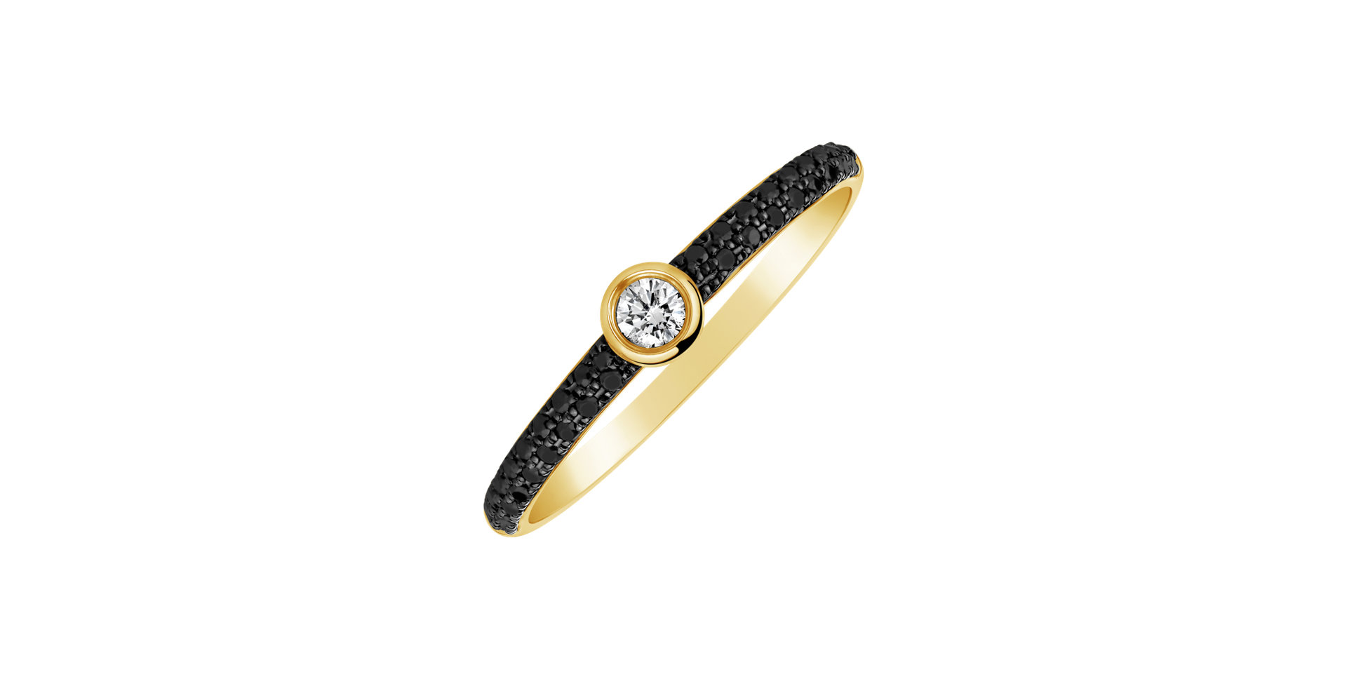 Ring with black and white diamonds Sunburst Treasure