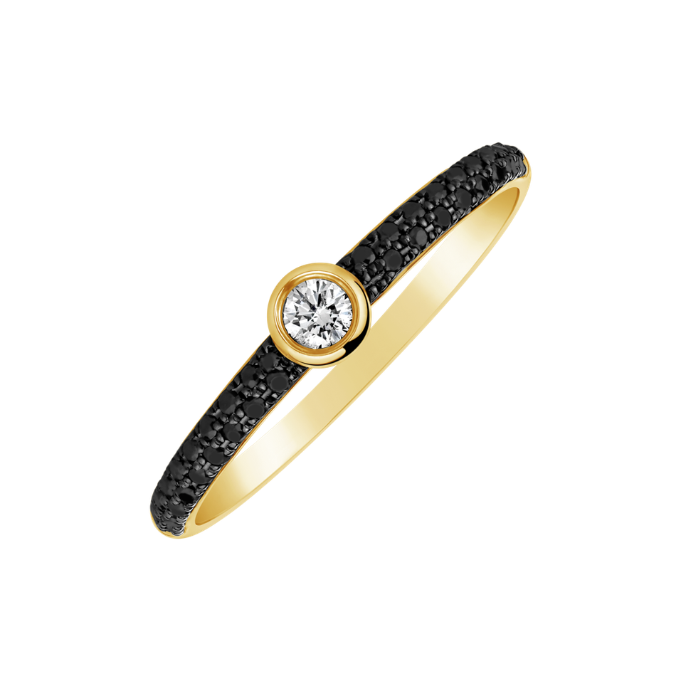 Ring with black and white diamonds Sunburst Treasure