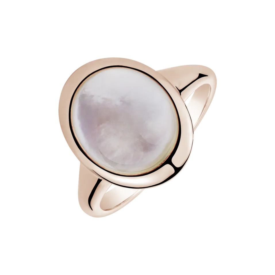 Ring with Crystal and Mother of Pearl Stylish Goth