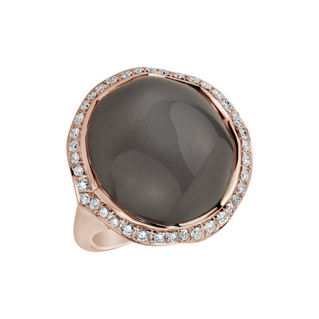 Ring with Moonstone and diamonds Dark Ocean