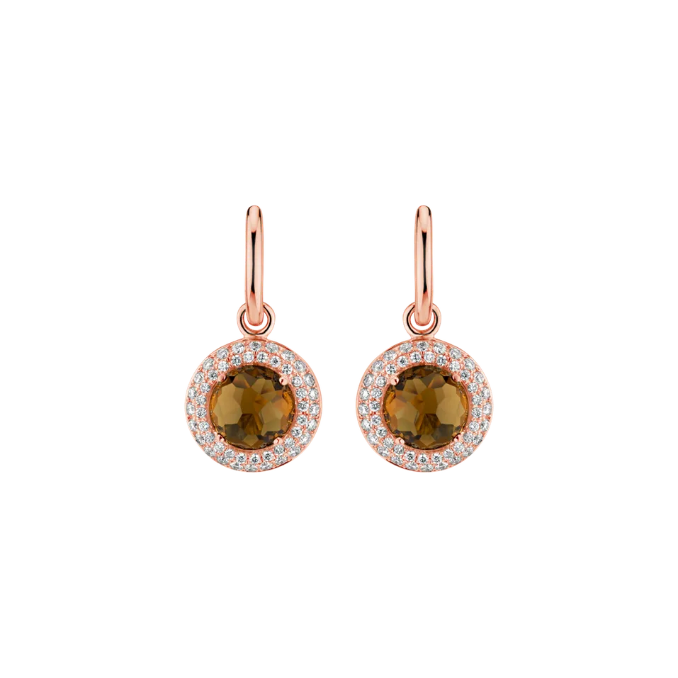 Diamond earrings with Quartz Yellow Lady