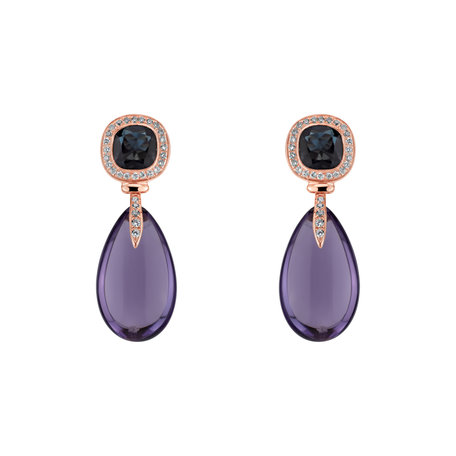 Diamond earrings with Amethyst and Topaz Violet Lady