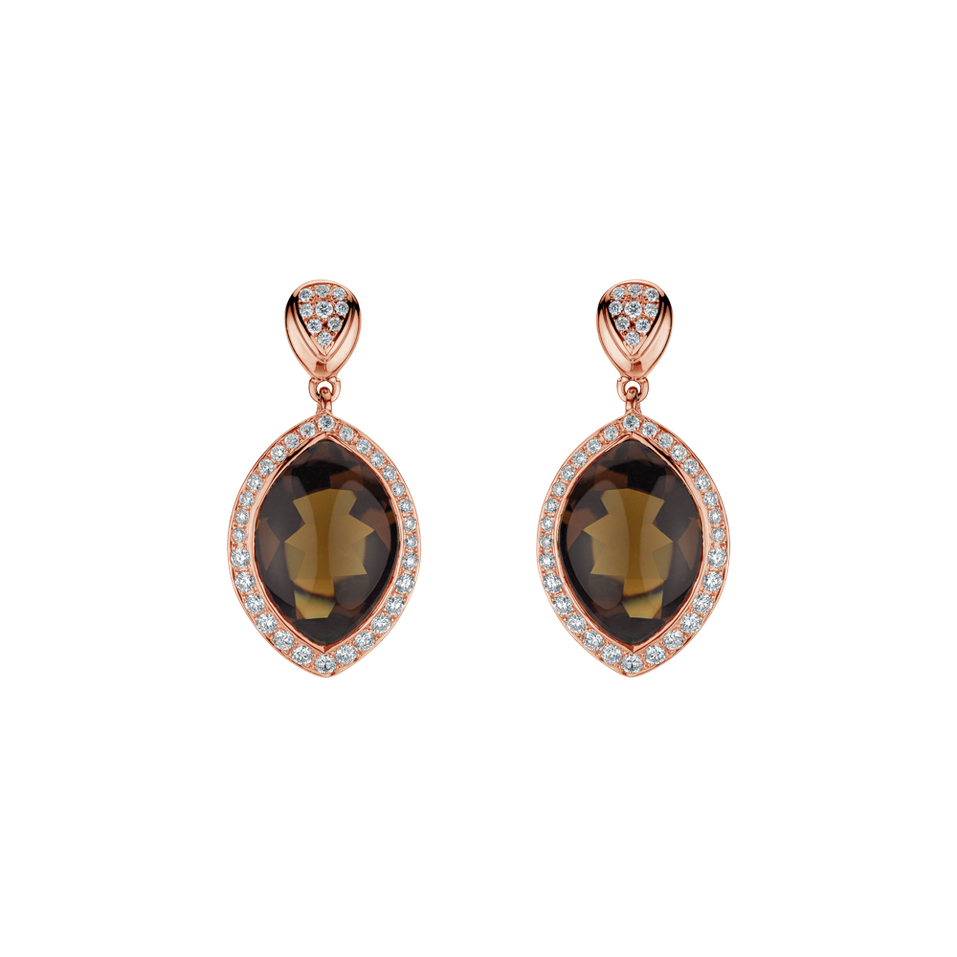 Diamond earrings with Quartz Yellow Queen