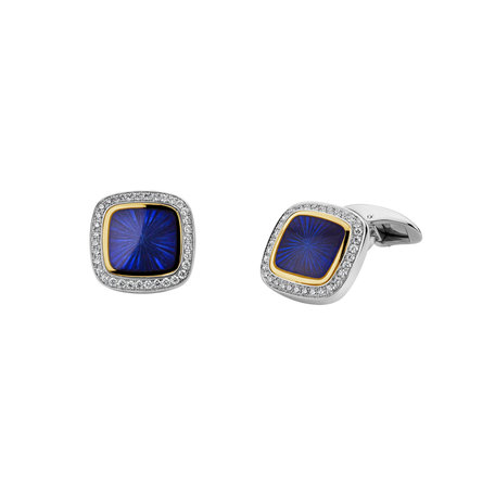 Diamond cufflinks with Enamel Regal Finery