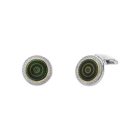 Diamond cufflinks with Enamel Count Benedict