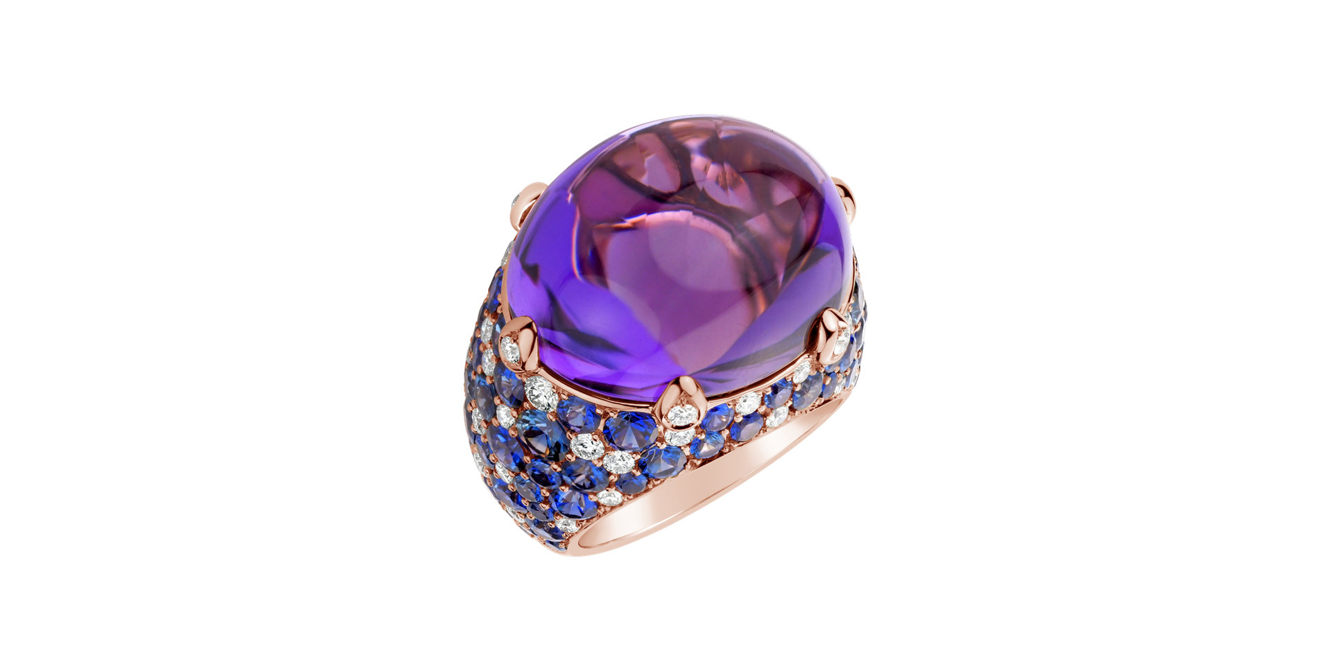 Diamond ring with Amethyst and Sapphire Oraculum