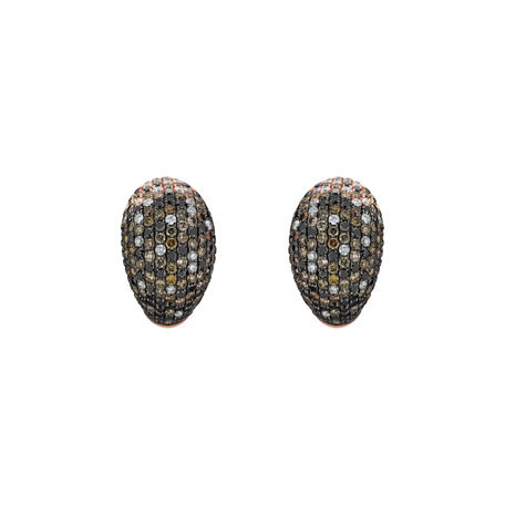 Earrings with white, brown and black diamonds Professor Majestic