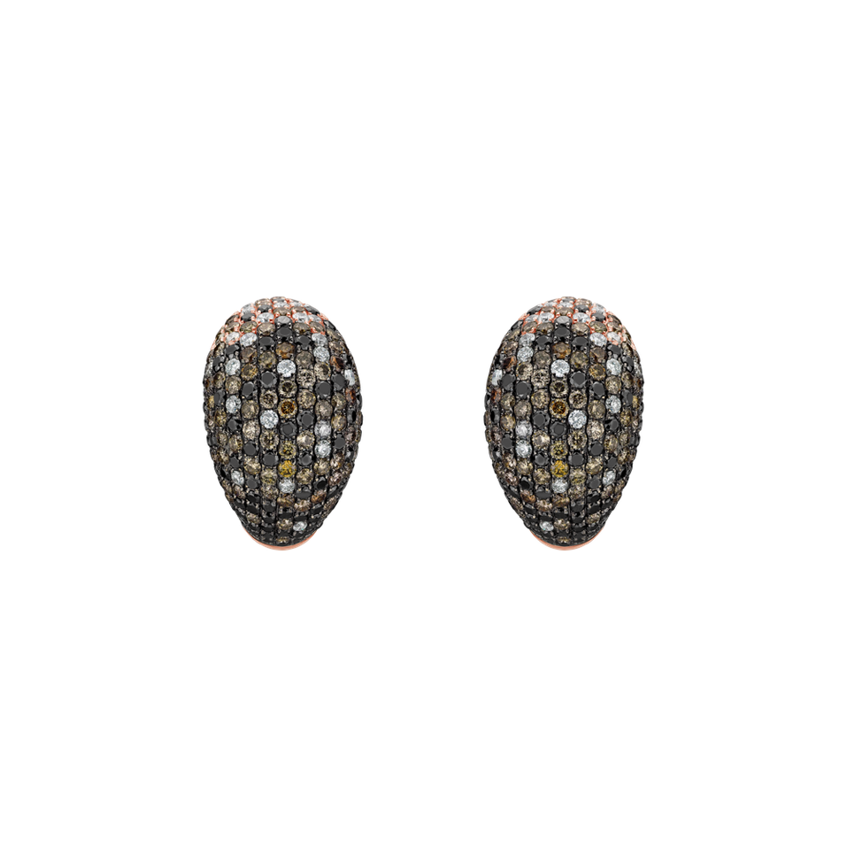 Earrings with white, brown and black diamonds Professor Majestic