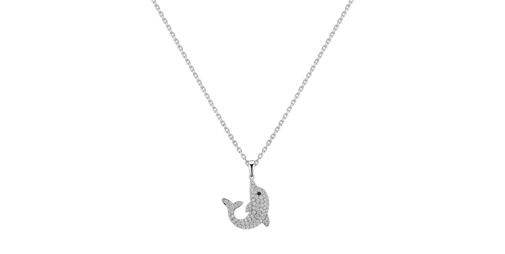 Pendant with black and white diamonds Lovely Dolphin