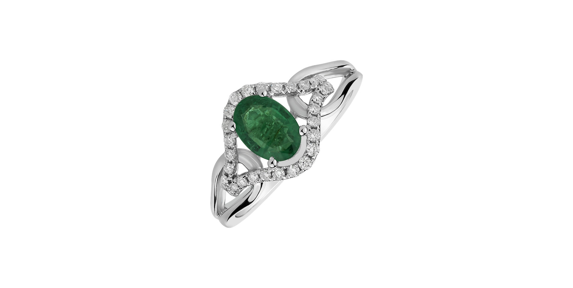 Diamond ring with Emerald Sierra