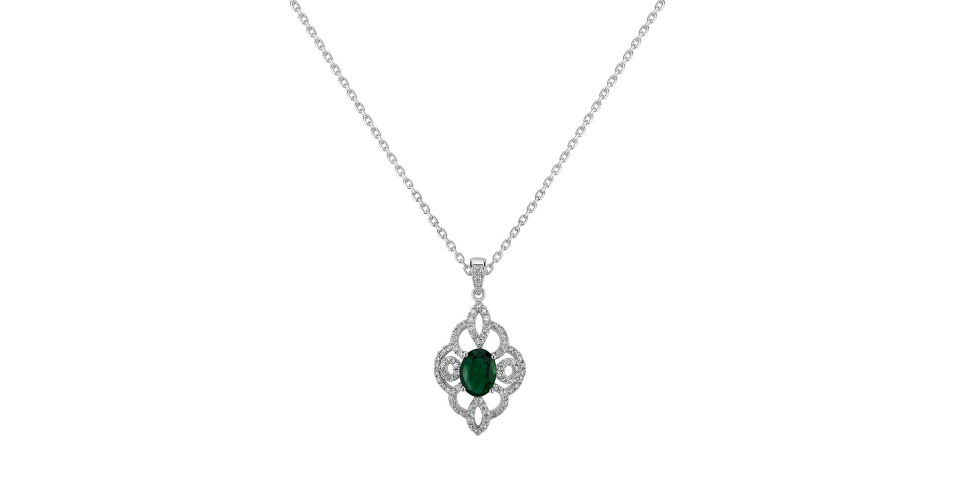 Diamond pendant with Emerald The Center of Temptation