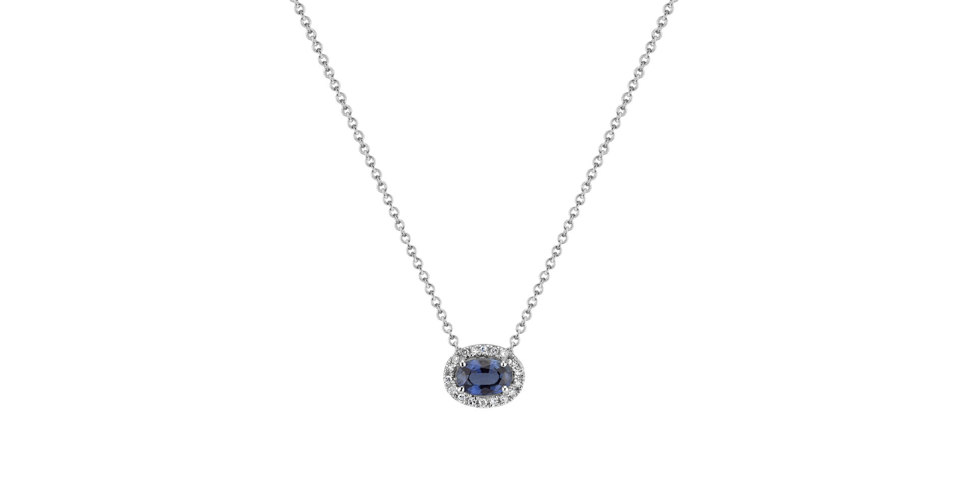 Diamond pendant with necklace with Sapphire Noble Elegance