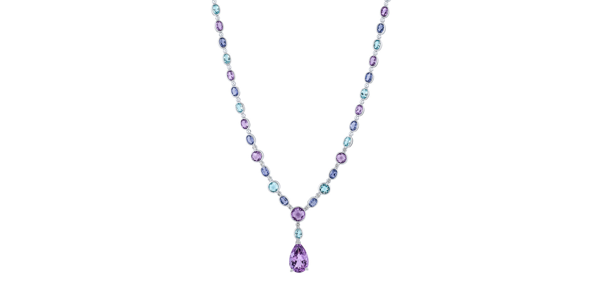 Diamond necklace with Amethyst, Topaz and Iolite Violet Romance