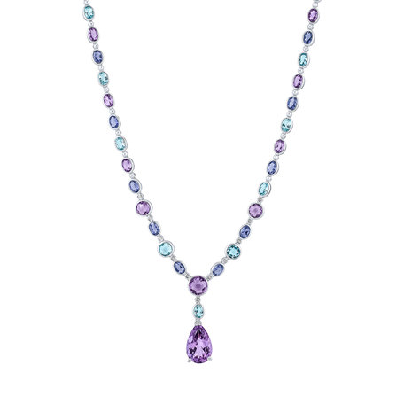 Diamond necklace with Amethyst, Topaz and Iolite Violet Romance