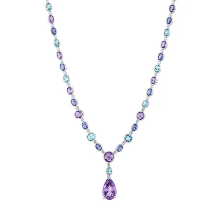 Diamond necklace with Amethyst, Topaz and Iolite Violet Romance