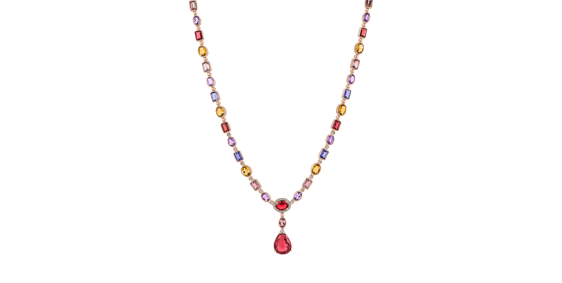 Diamond necklace with gemstones Rainbow Glamour