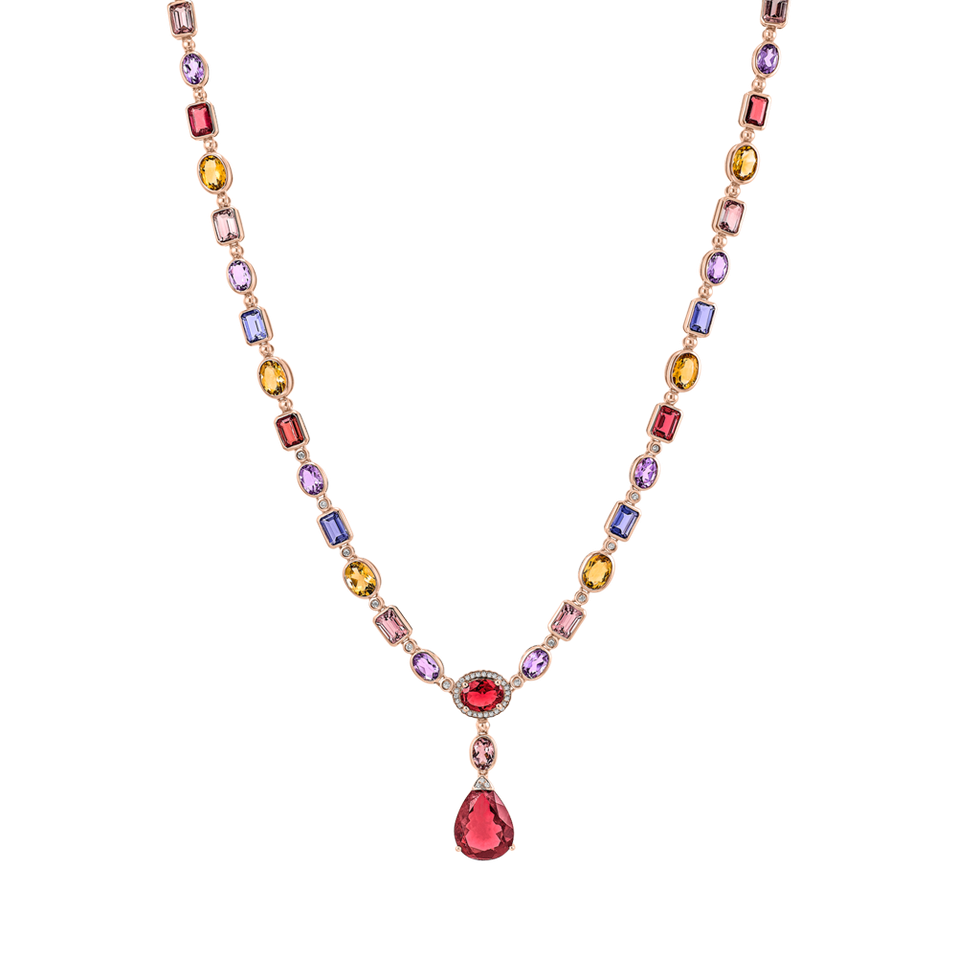 Diamond necklace with gemstones Rainbow Glamour