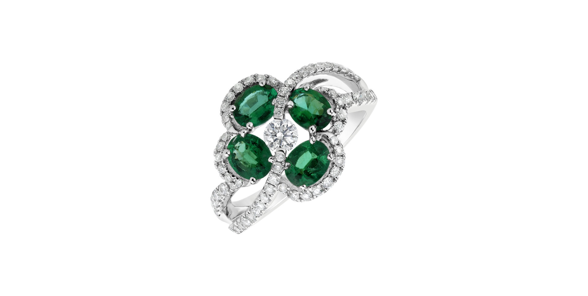Diamond ring with Emerald Lourdes