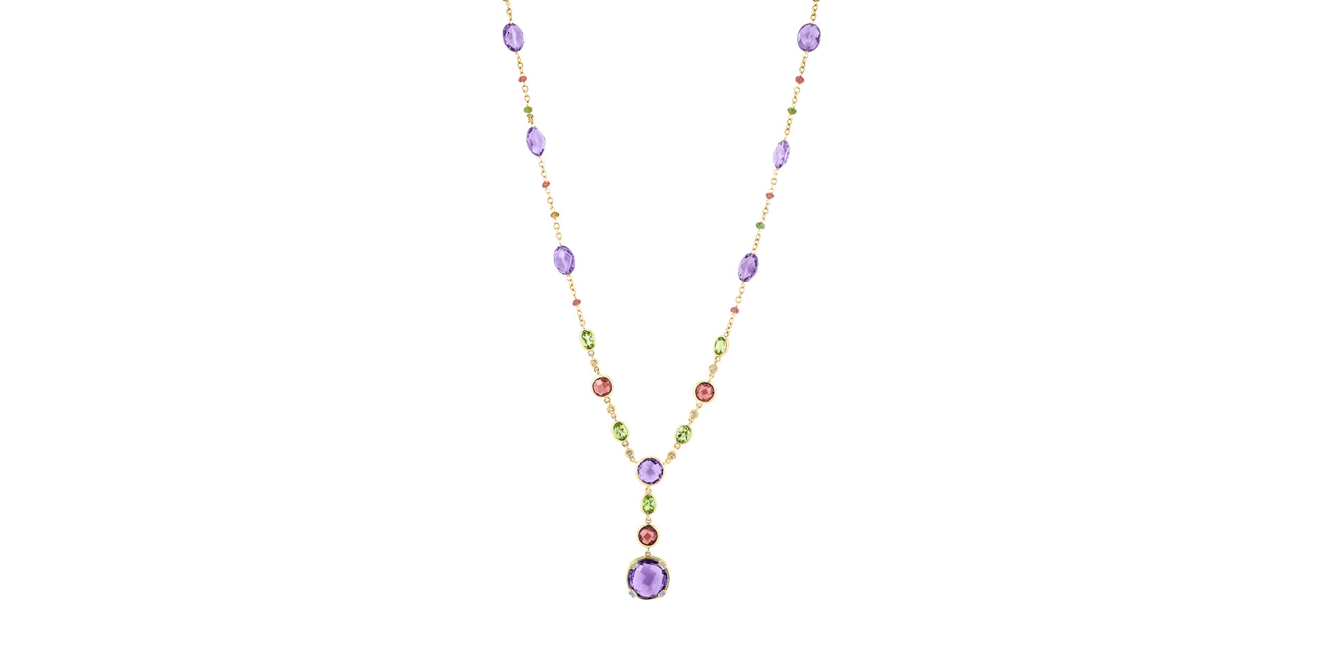 Diamond necklace with Amethyst, Peridot and Tourmalíne Miracle Dream