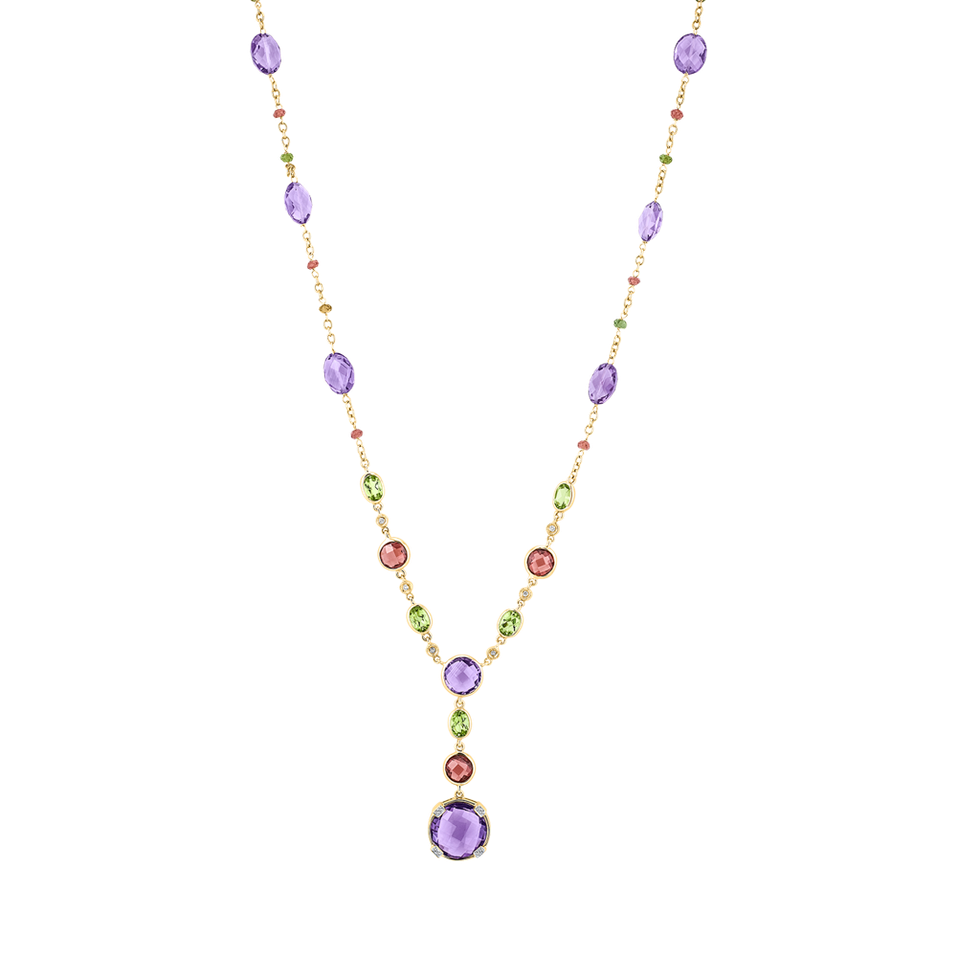 Diamond necklace with Amethyst, Peridot and Tourmalíne Miracle Dream