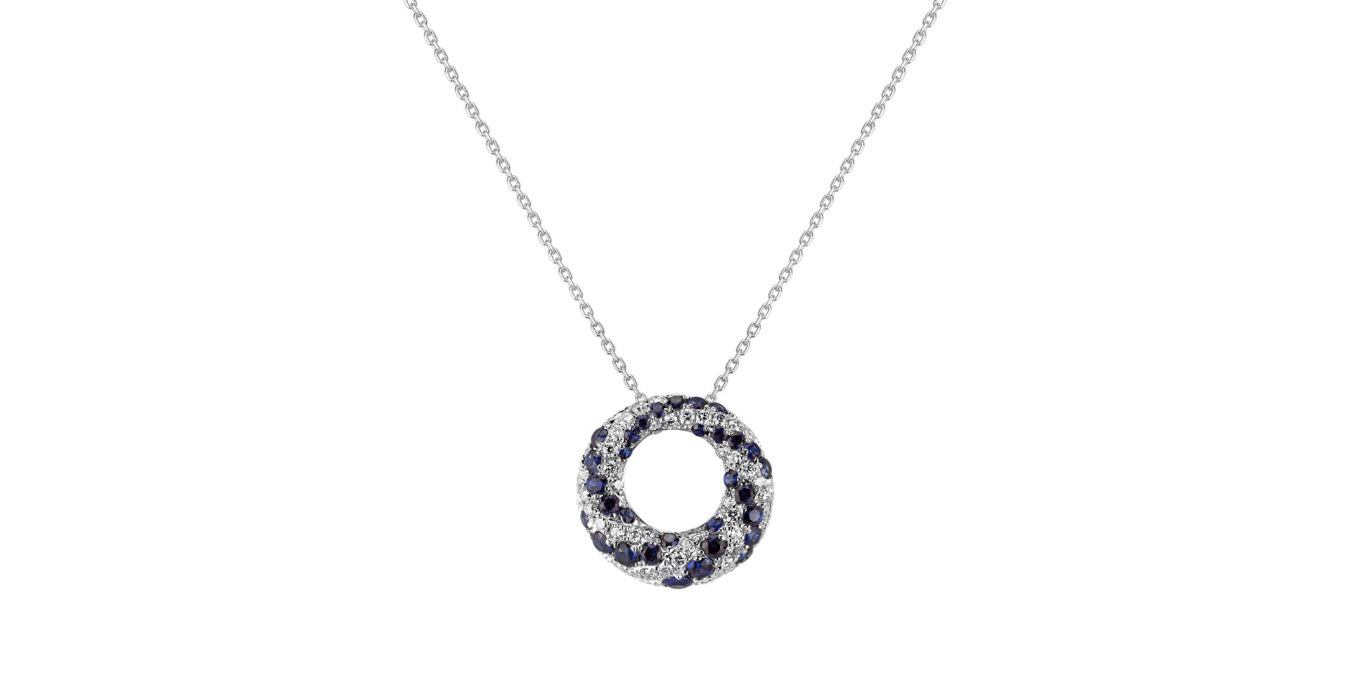 Diamond pendant with Sapphire Ring Twist