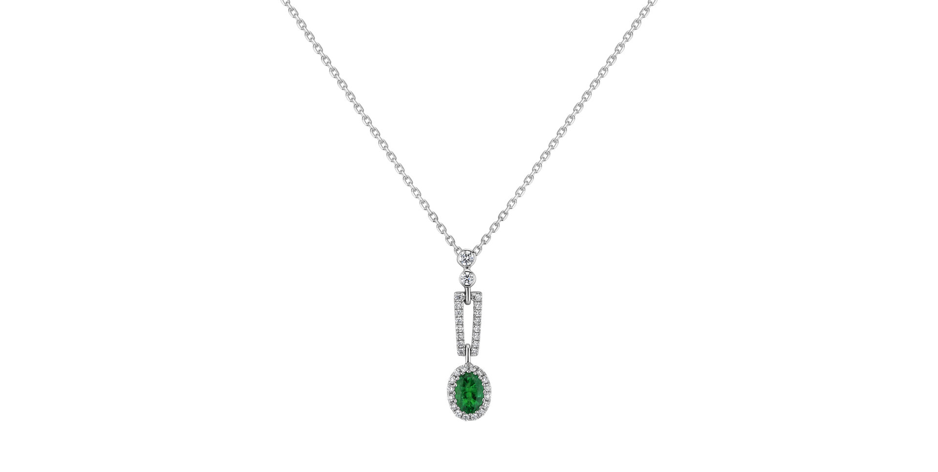 Diamond pendant with Emerald Royal Emerald