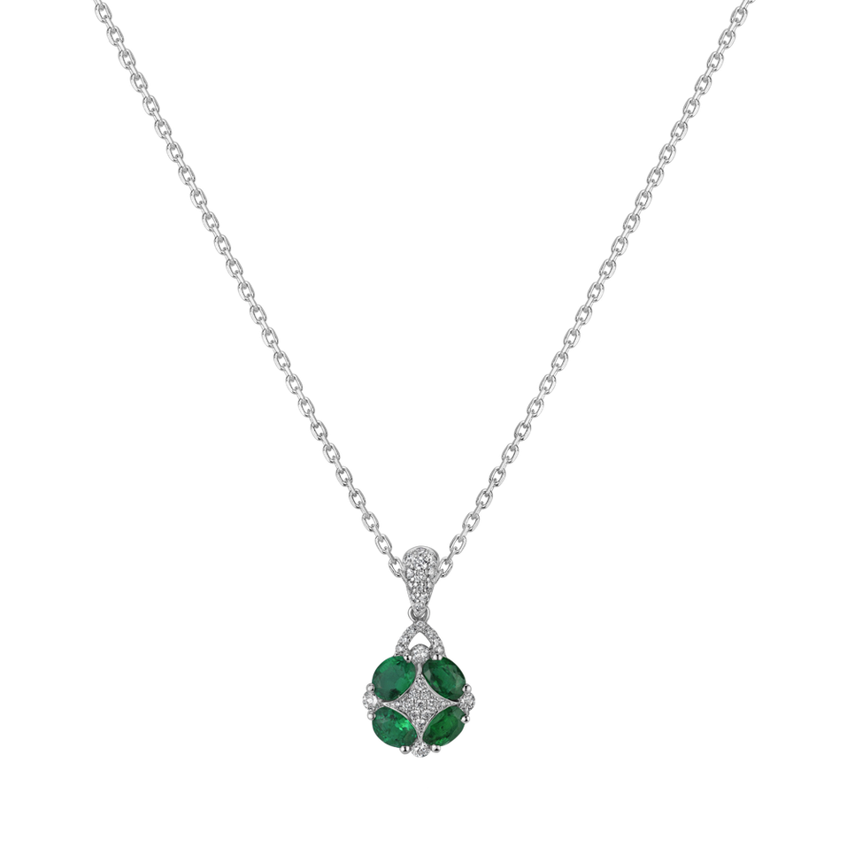 Diamond pendant with Emerald Bound by Wealth
