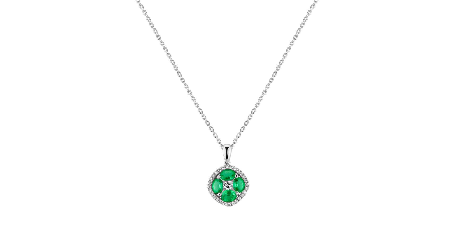 Diamond pendant with Emerald Joyful Memento