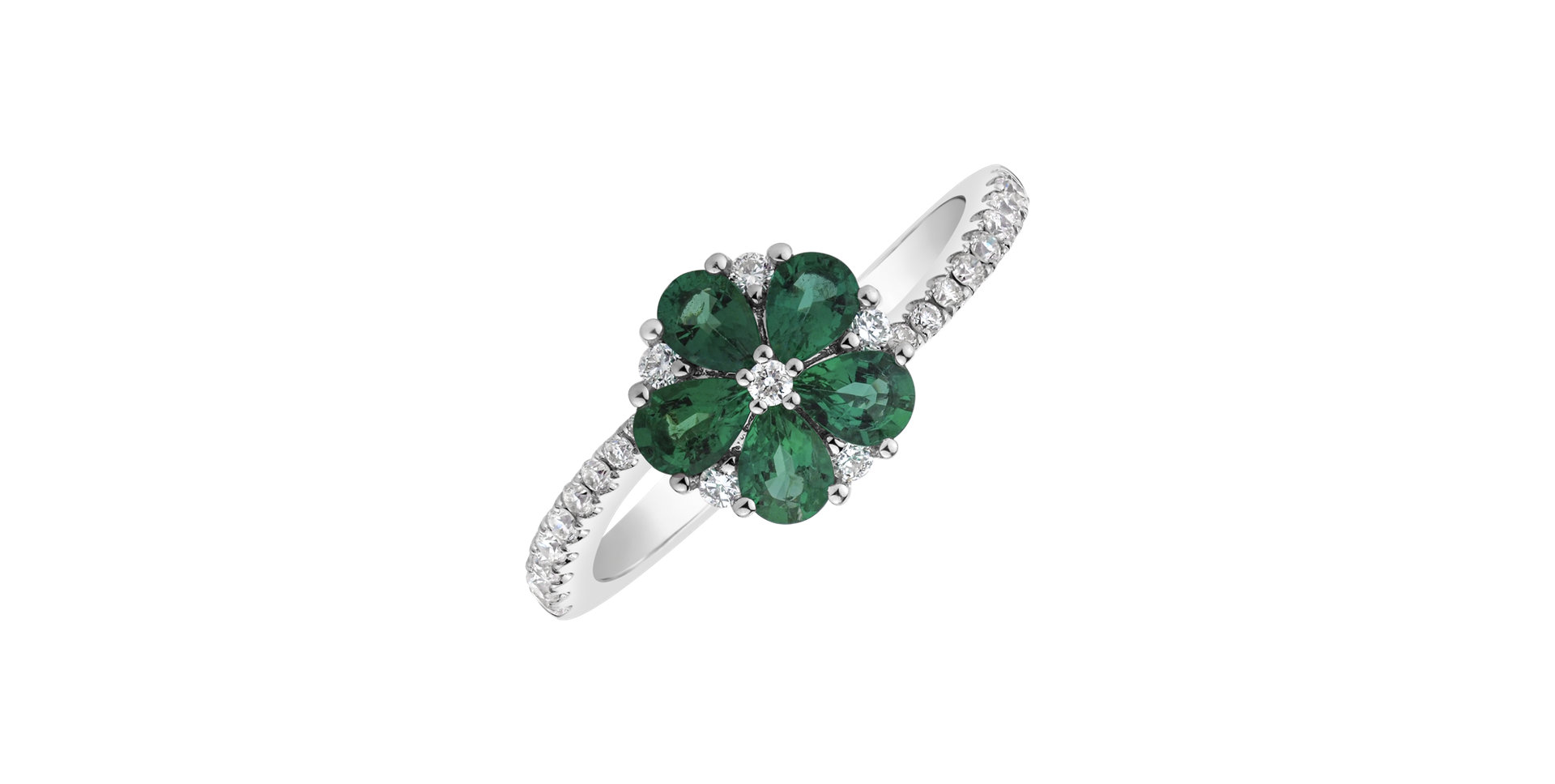 Diamond ring with Emerald Magic Daisy