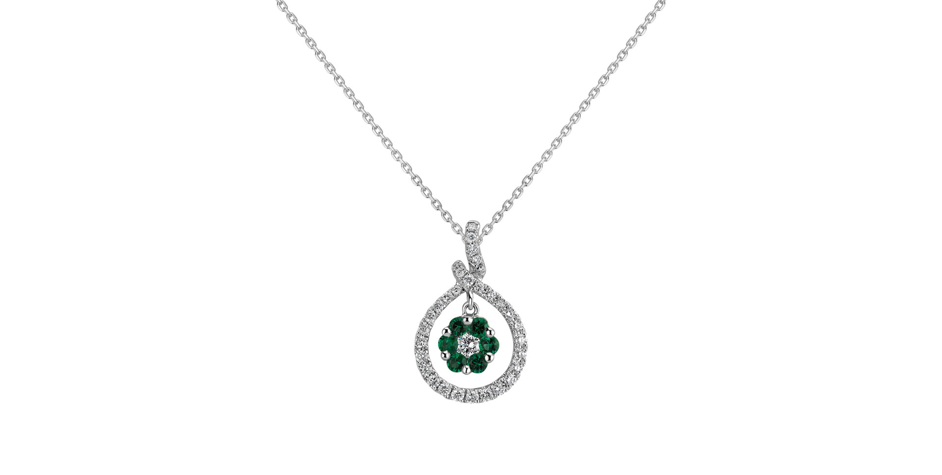 Diamond pendant with Emerald Dahlia
