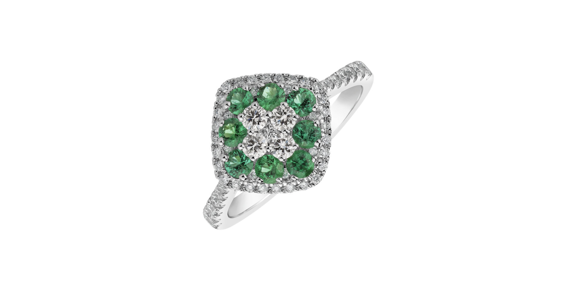 Diamond ring with Emerald Bleckbell