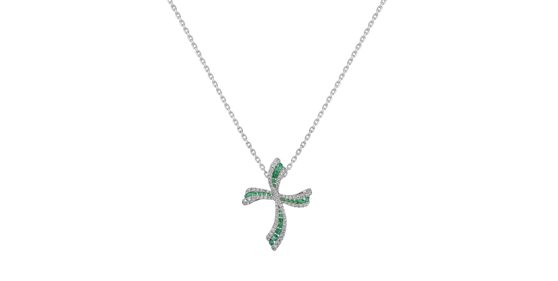 Diamond pendant with Emerald Crossroads of Happiness