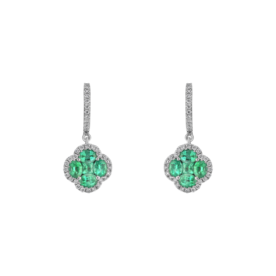 Diamond earrings and Emerald Sparkling Luck