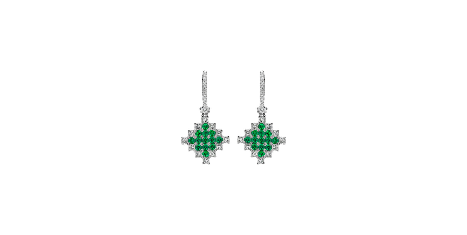 Diamond earrings and Emerald Dazzling Mesh