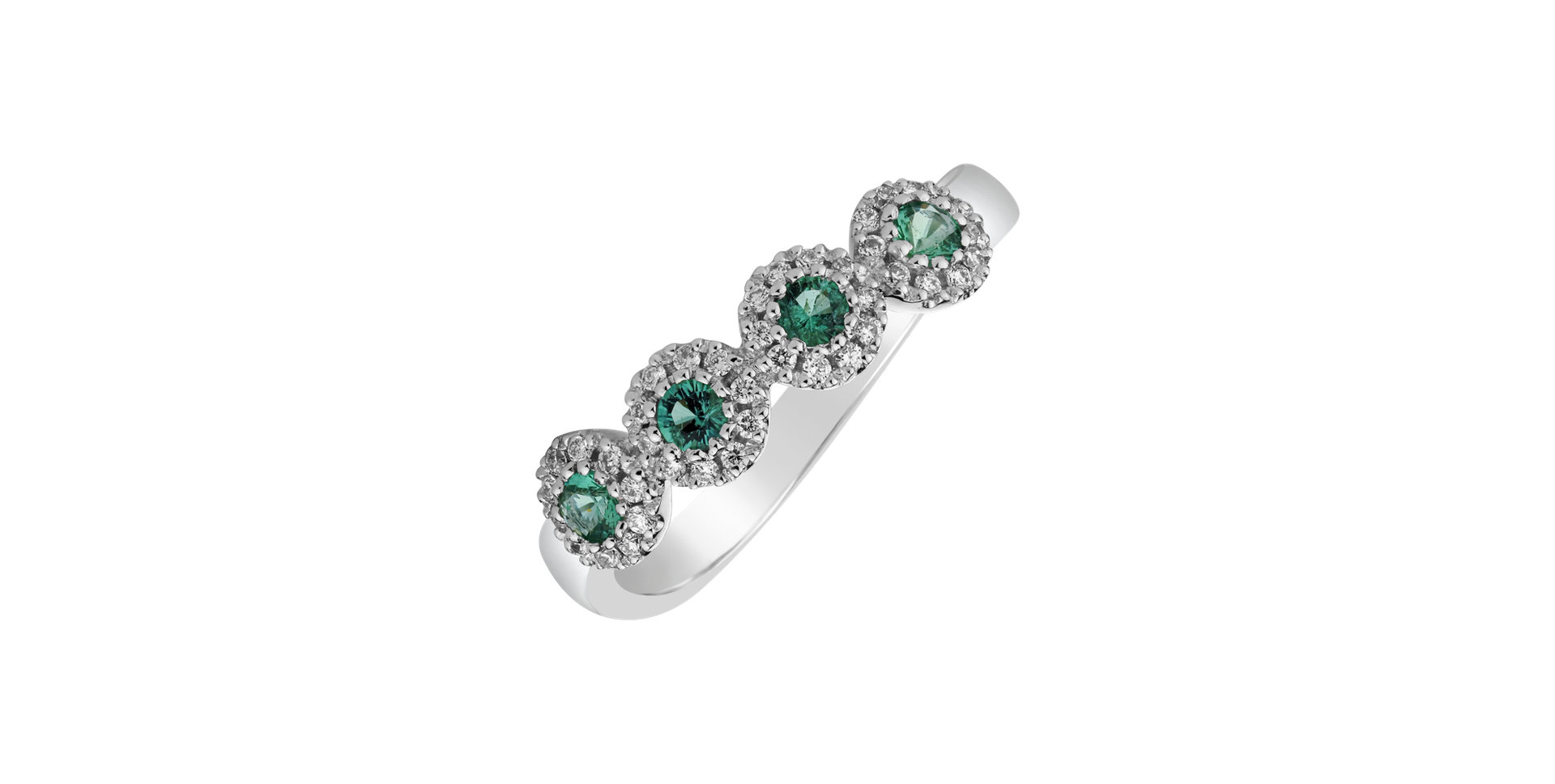 Diamond ring with Emerald Cadence