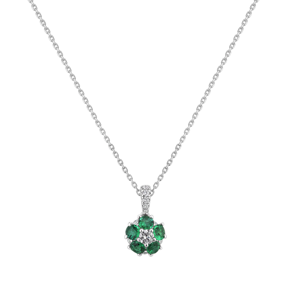 Diamond pendant with Emerald The Glow of the Flower