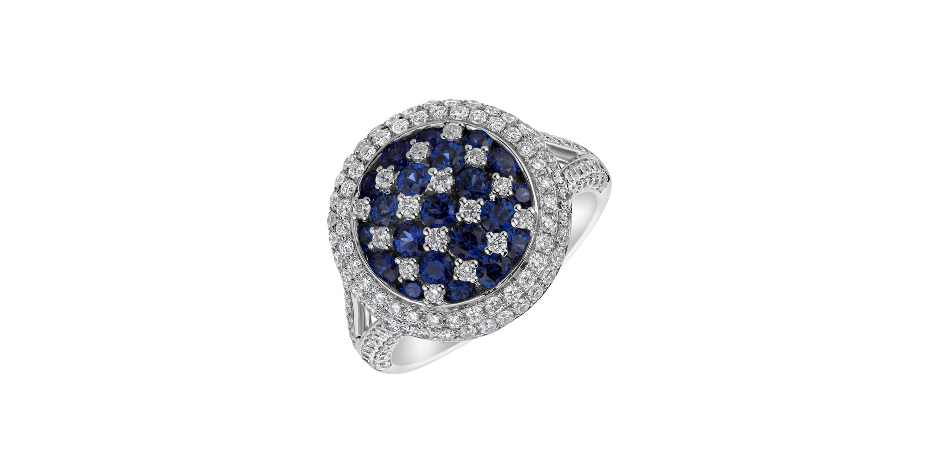 Diamond ring with Sapphire Célestine