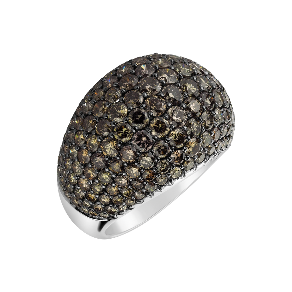 Ring with brown and yellow diamonds Andromeda Poem