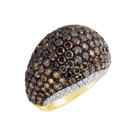 Ring with brown and white diamonds Diamond Heaven