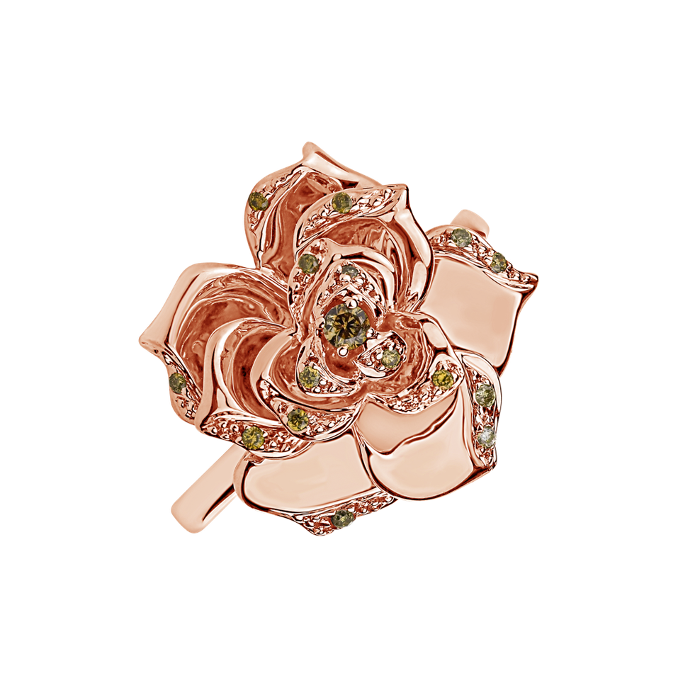 Ring with yellow diamonds Fantasy Rose